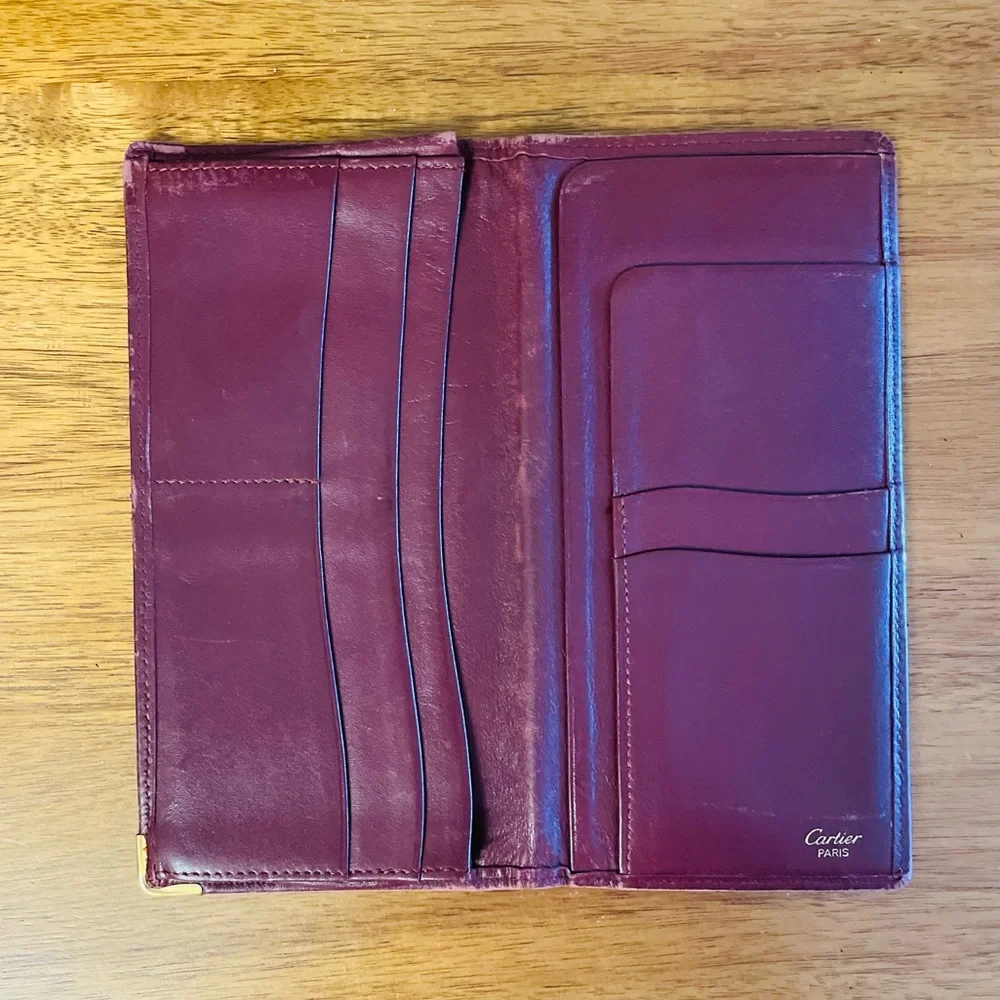 CARTIER Oxblood Red Leather Long Bifold Wallet 💯 AUTHENTIC - Picture 6 of 12